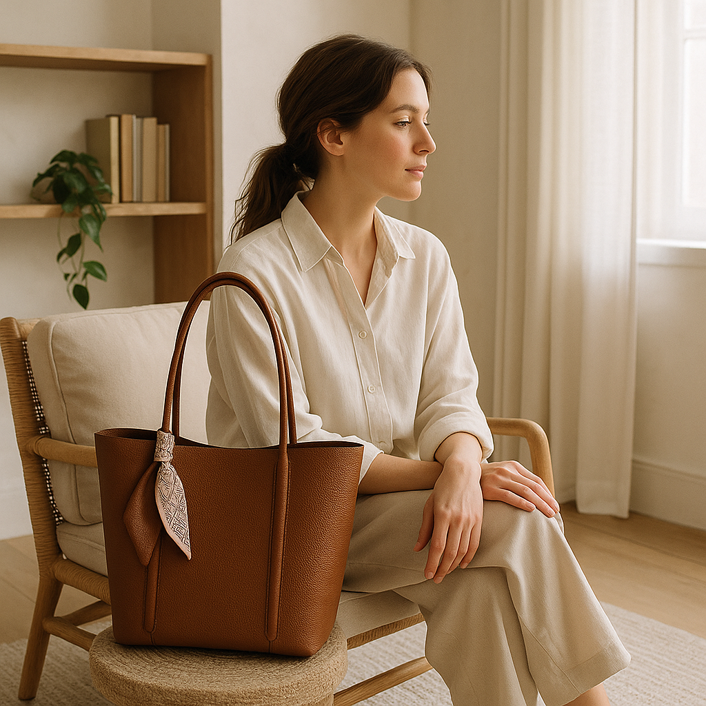 Sac Cabas en Cuir Camel