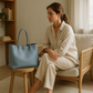 Sac Cabas Cuir Bleu
