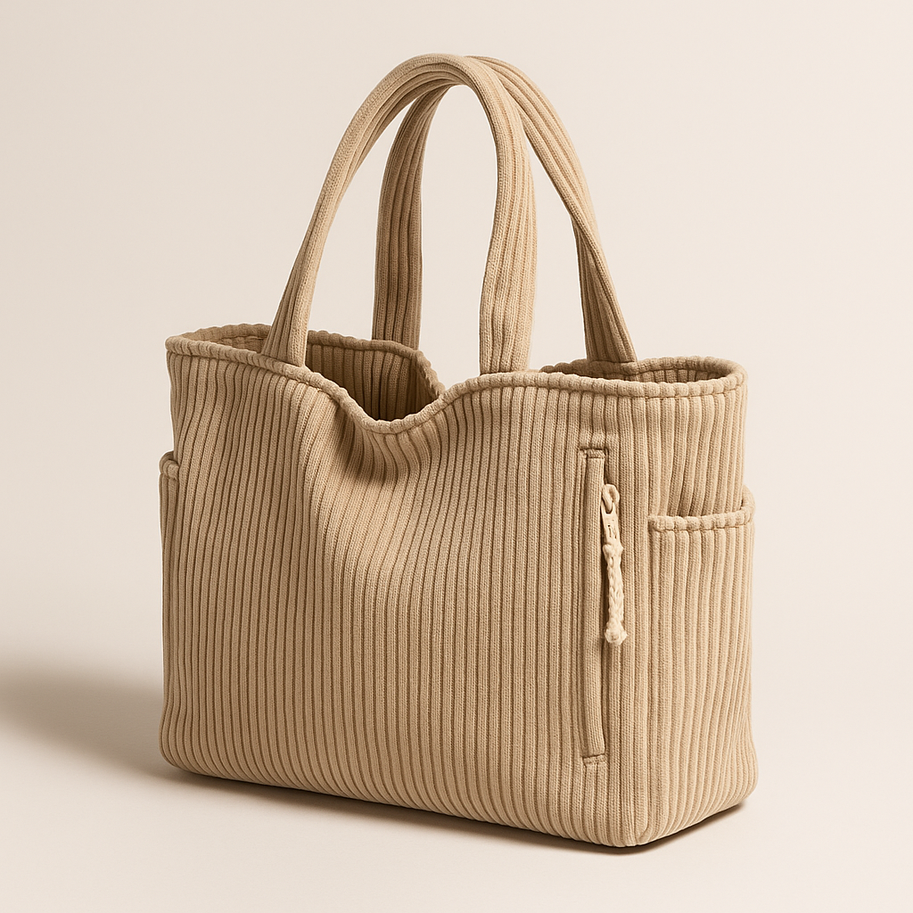 Sac Cabas Velour Cotelé