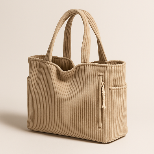 Sac Cabas Velour Cotelé